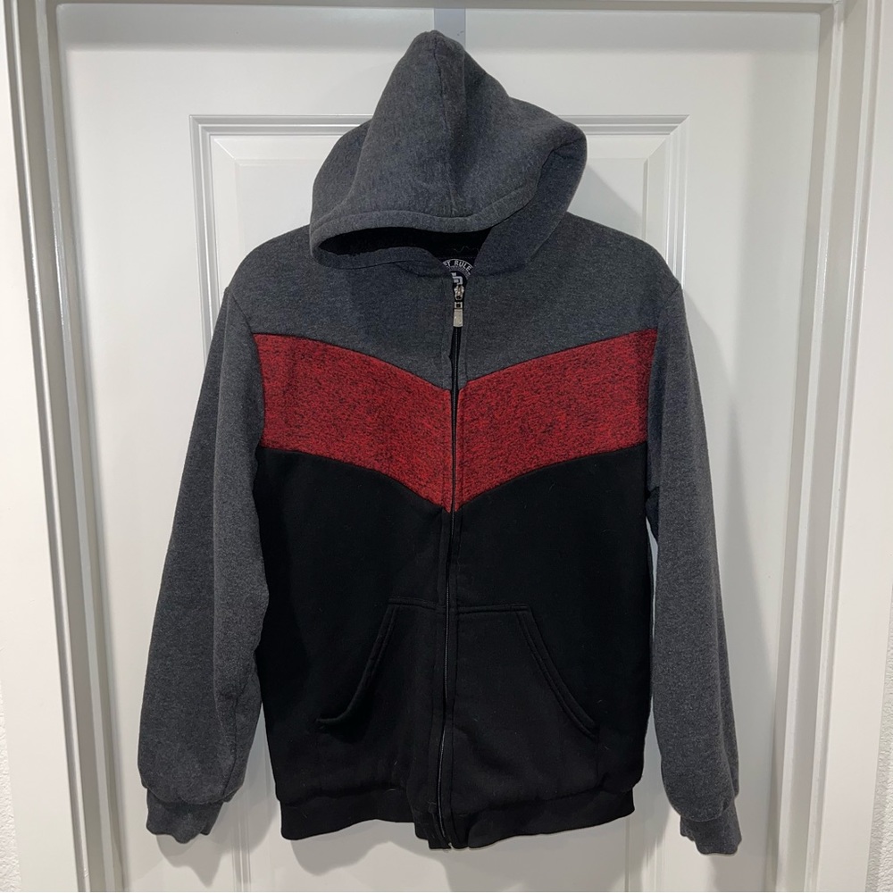 street rules clothing full zip drawstring hoodie sweatshirt youth size 18 Sherpa